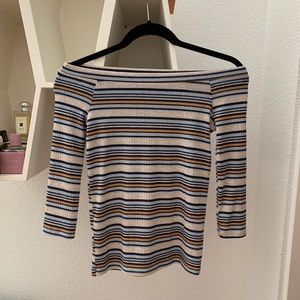 ZARA Striped Off the Shoulder Top